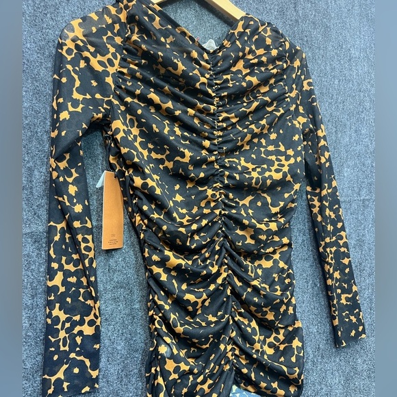 CRISTINA MARTINEZ/Nordstrom Ruched Print Top In Brown Bloom Smudge Size Medium - Picture 15 of 16